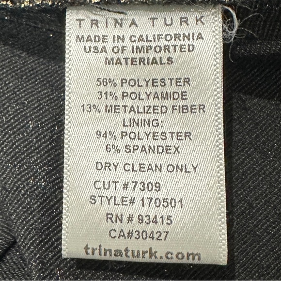 Trina Turk Metallic Gold Chevron Stretch Pant - Picture 6 of 6